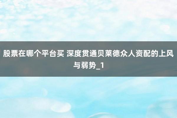 股票在哪个平台买 深度贯通贝莱德众人资配的上风与弱势_1